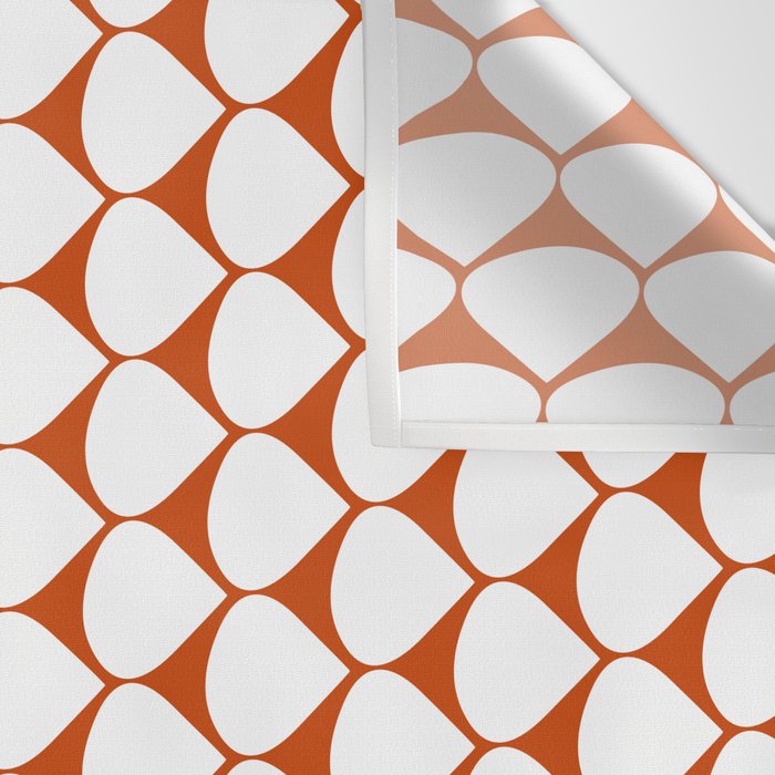 Mod Scales Geometric Pattern in White and Burnt Orange Wall Tapestry Gallery Image 3