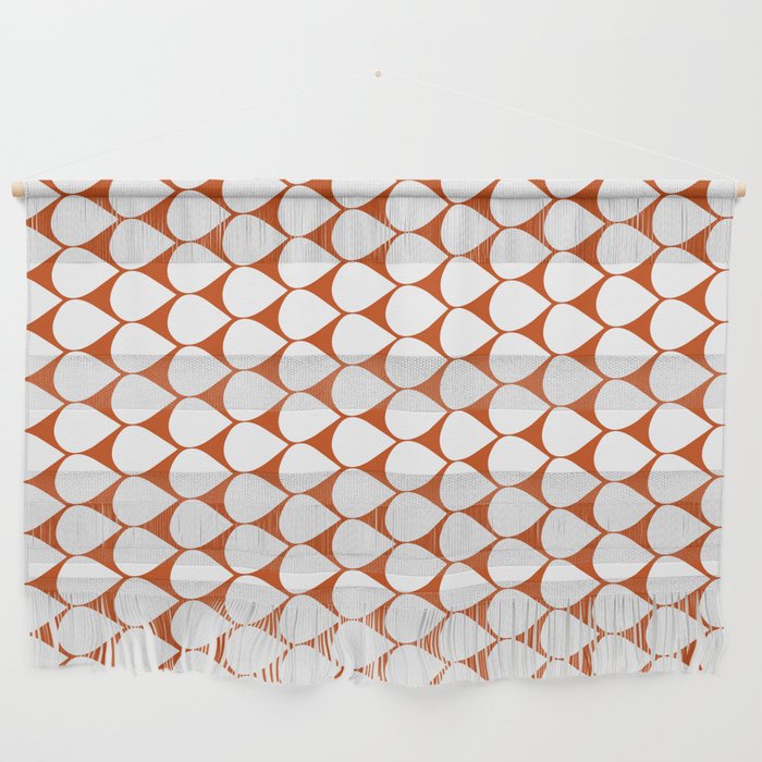 Mod Scales Geometric Pattern in White and Burnt Orange Wall Hanging Gallery Image 1