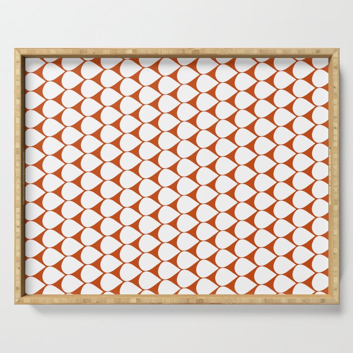 Mod Scales Geometric Pattern in White and Burnt Orange Serving Tray Gallery Image 1