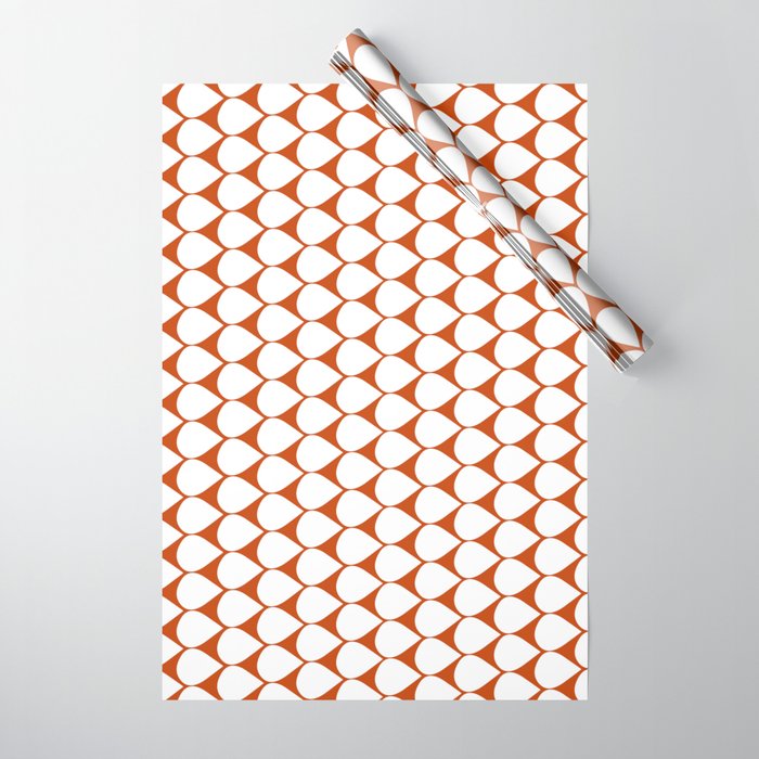 Mod Scales Geometric Pattern in White and Burnt Orange Wrapping Paper Gallery Image 1