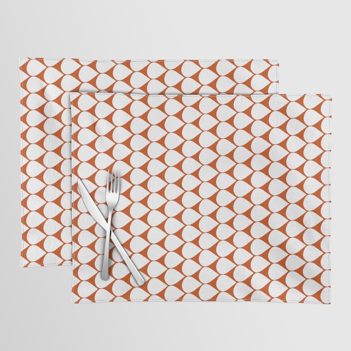 Mod Scales Geometric Pattern in White and Burnt Orange Placemat Gallery Image 1