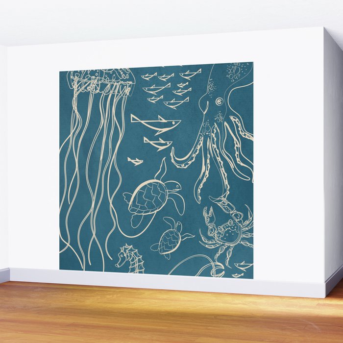 Minimal Sea Life 3 Wall Mural Gallery Image 2