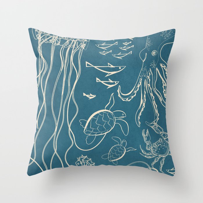 Minimal Sea Life 3 Throw Pillow Gallery Image 6