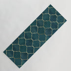 Emerald Golden Moroccan Quatrefoil Pattern Yoga Mat Gallery Image 1