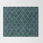 Emerald Golden Moroccan Quatrefoil Pattern Throw Blanket Gallery Image 2