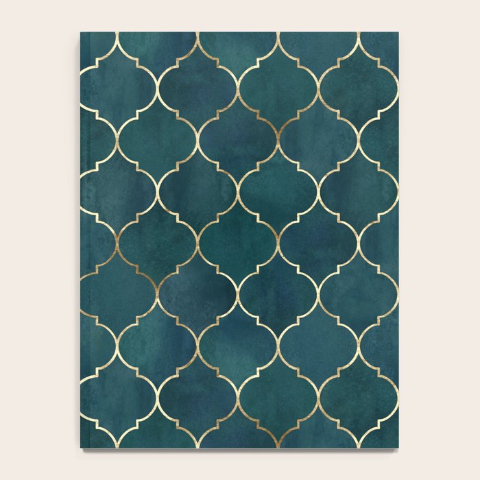 Emerald Golden Moroccan Quatrefoil Pattern Notebook Gallery Image 4