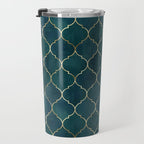 Emerald Golden Moroccan Quatrefoil Pattern Travel Mug Gallery Image 3