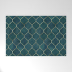 Emerald Golden Moroccan Quatrefoil Pattern Welcome Mat Gallery Image 1