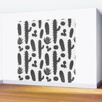 Retro black and white cactus plant pattern Wall Mural Gallery Image 2