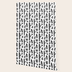 Retro black and white cactus plant pattern Wallpaper Gallery Image 2