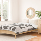 Retro black and white cactus plant pattern Duvet Cover Gallery Image 2