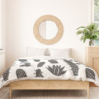 Retro black and white cactus plant pattern Duvet Cover Gallery Image 3
