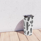 Retro black and white cactus plant pattern Travel Mug Gallery Image 4