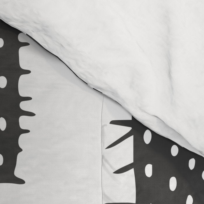 Retro black and white cactus plant pattern Comforter Gallery Image 4