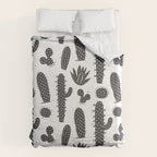 Retro black and white cactus plant pattern Duvet Cover Gallery Image 6