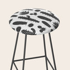 Retro black and white cactus plant pattern Stool Gallery Image 2