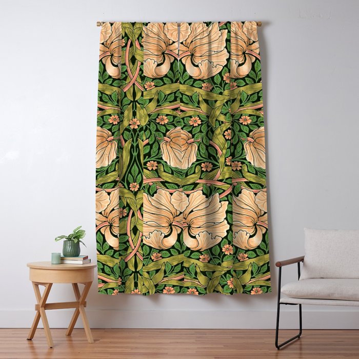William Morris Pimpernel, green, William Morris floral design  Window Curtain Gallery Image 1