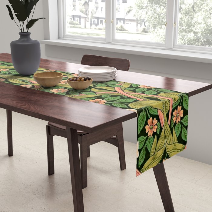 William Morris Pimpernel, green, William Morris floral design  Table Runner Gallery Image 2