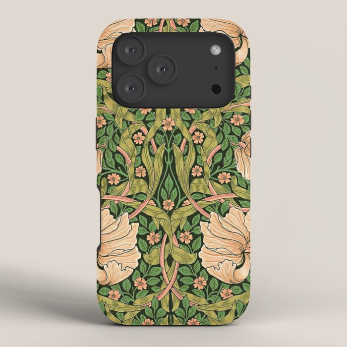 William Morris Pimpernel, green, William Morris floral design  iPhone Case Gallery Image 3