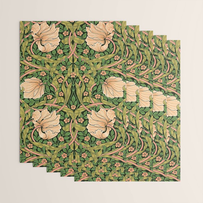 William Morris Pimpernel, green, William Morris floral design  Wrapping Paper Gallery Image 3