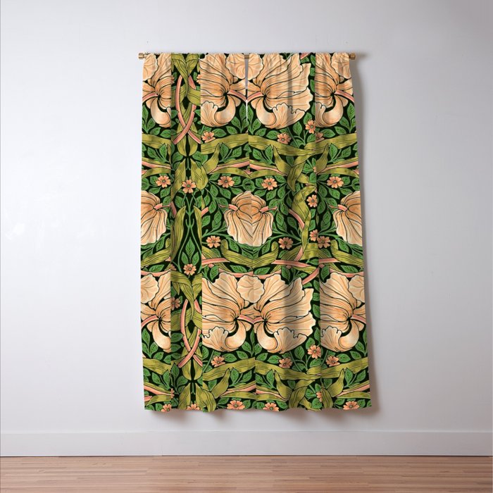 William Morris Pimpernel, green, William Morris floral design  Window Curtain Gallery Image 3