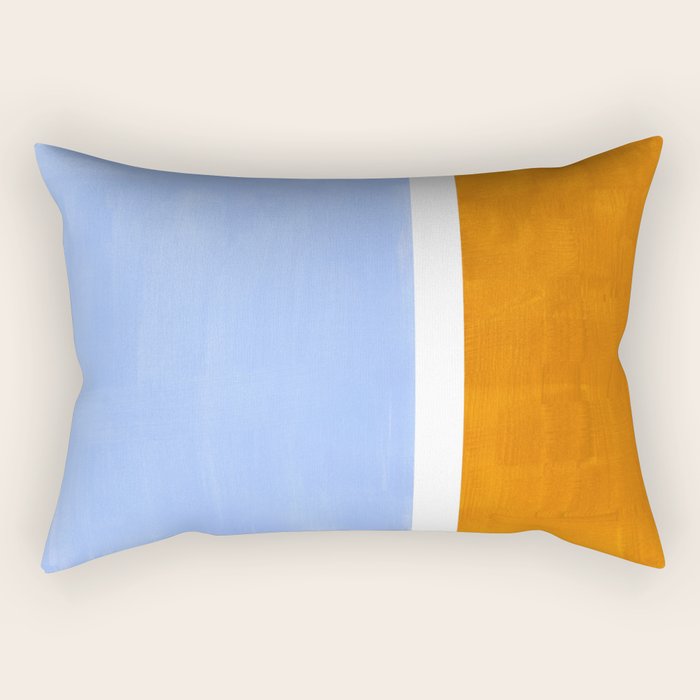 Pastel Royal Blue Yellow ochre Mid Century Modern Abstract Minimalist Rothko Color Field Squares Rectangular Pillow Gallery Image 2