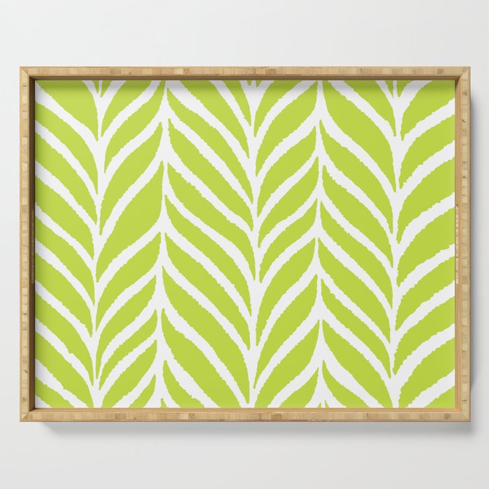 Palm Leaves Pattern Chartreuse Green Serving Tray Gallery Image 1