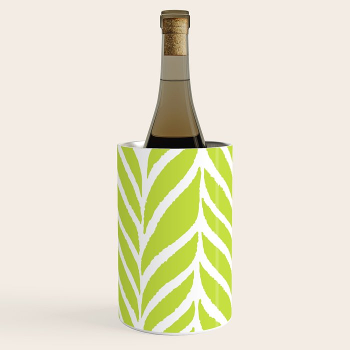 Palm Leaves Pattern Chartreuse Green Wine Chiller Gallery Image 2