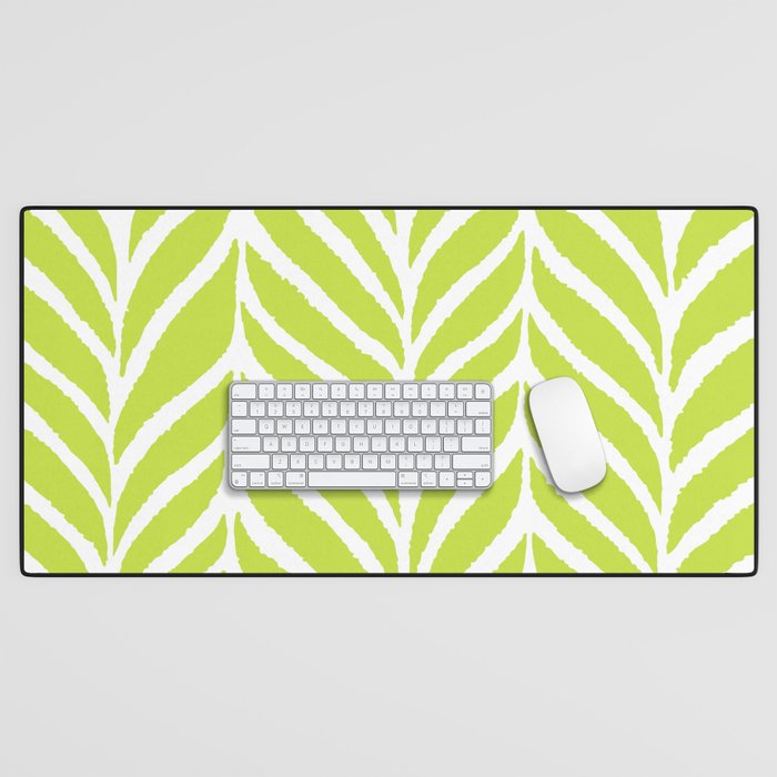 Palm Leaves Pattern Chartreuse Green Desk Mat Gallery Image 1