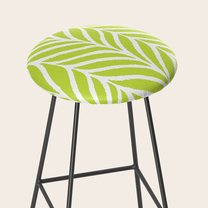 Palm Leaves Pattern Chartreuse Green Stool Gallery Image 2