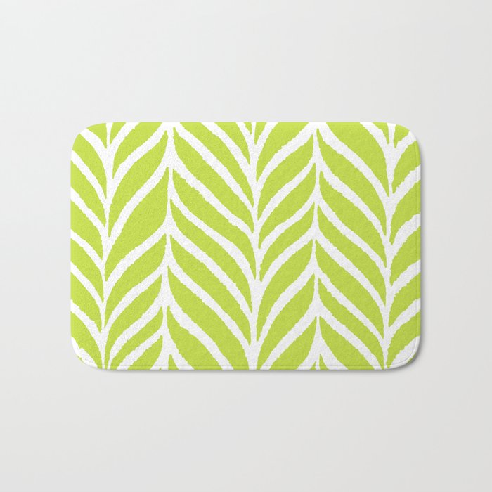 Palm Leaves Pattern Chartreuse Green Bath Mat Gallery Image 1