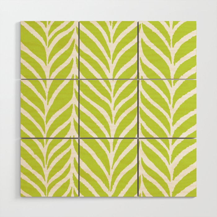 Palm Leaves Pattern Chartreuse Green Wood Wall Art Gallery Image 1