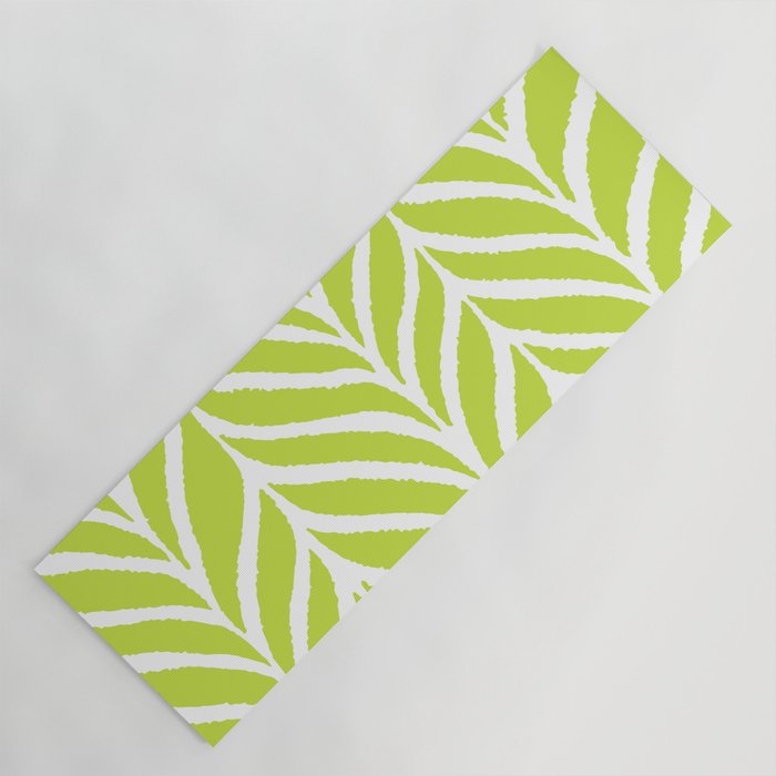 Palm Leaves Pattern Chartreuse Green Yoga Mat Gallery Image 1