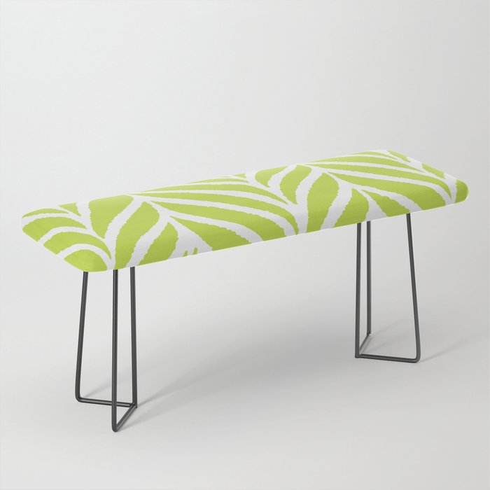 Palm Leaves Pattern Chartreuse Green Bench Gallery Image 1