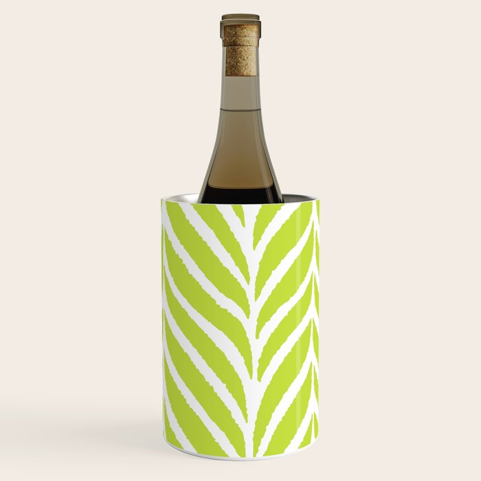 Palm Leaves Pattern Chartreuse Green Wine Chiller Gallery Image 1