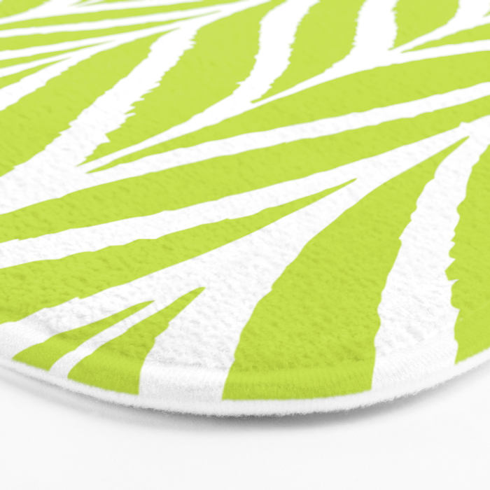 Palm Leaves Pattern Chartreuse Green Bath Mat Gallery Image 3