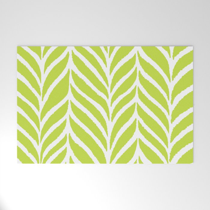 Palm Leaves Pattern Chartreuse Green Welcome Mat Gallery Image 1