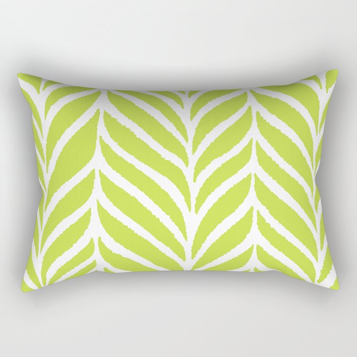 Palm Leaves Pattern Chartreuse Green Rectangular Pillow Gallery Image 1