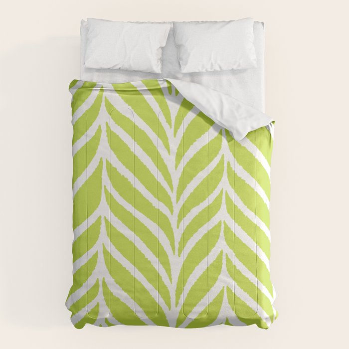 Palm Leaves Pattern Chartreuse Green Comforter Gallery Image 6