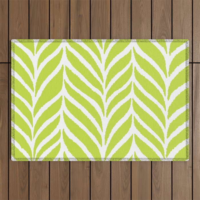 Palm Leaves Pattern Chartreuse Green Outdoor Rug Gallery Image 1