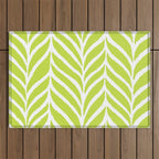 Palm Leaves Pattern Chartreuse Green Outdoor Rug Gallery Image 1