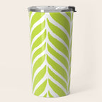 Palm Leaves Pattern Chartreuse Green Travel Mug Gallery Image 2
