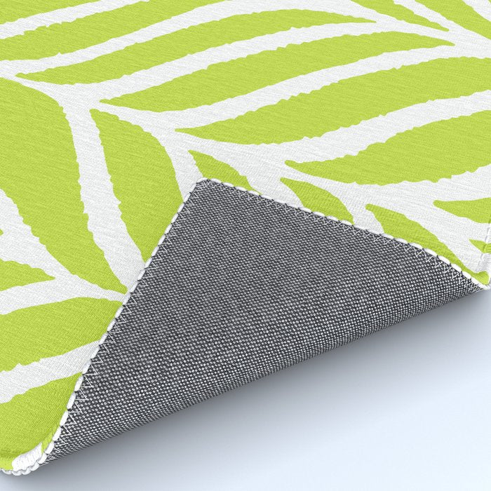 Palm Leaves Pattern Chartreuse Green Rug Gallery Image 4
