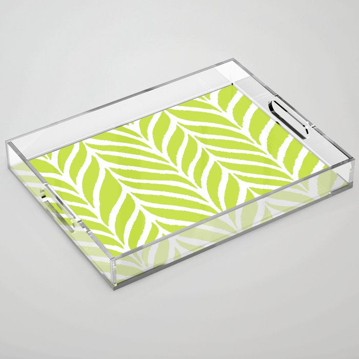 Palm Leaves Pattern Chartreuse Green Acrylic Tray Gallery Image 1