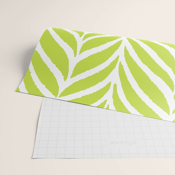 Palm Leaves Pattern Chartreuse Green Wrapping Paper Gallery Image 2