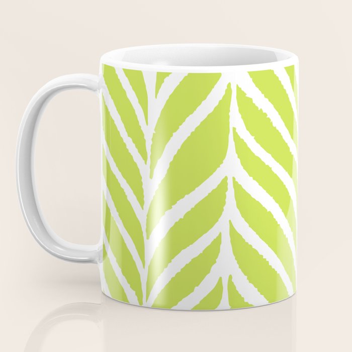 Palm Leaves Pattern Chartreuse Green Coffee Mug Gallery Image 3