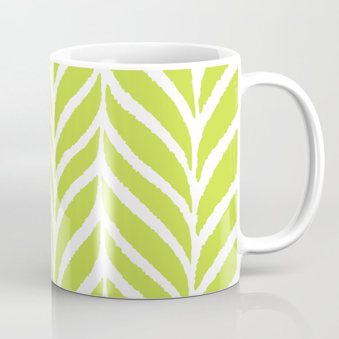 Palm Leaves Pattern Chartreuse Green Coffee Mug Gallery Image 1