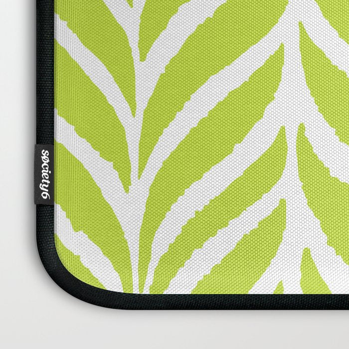 Palm Leaves Pattern Chartreuse Green Laptop Sleeve Gallery Image 3