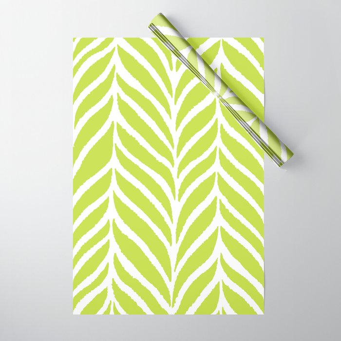 Palm Leaves Pattern Chartreuse Green Wrapping Paper Gallery Image 1