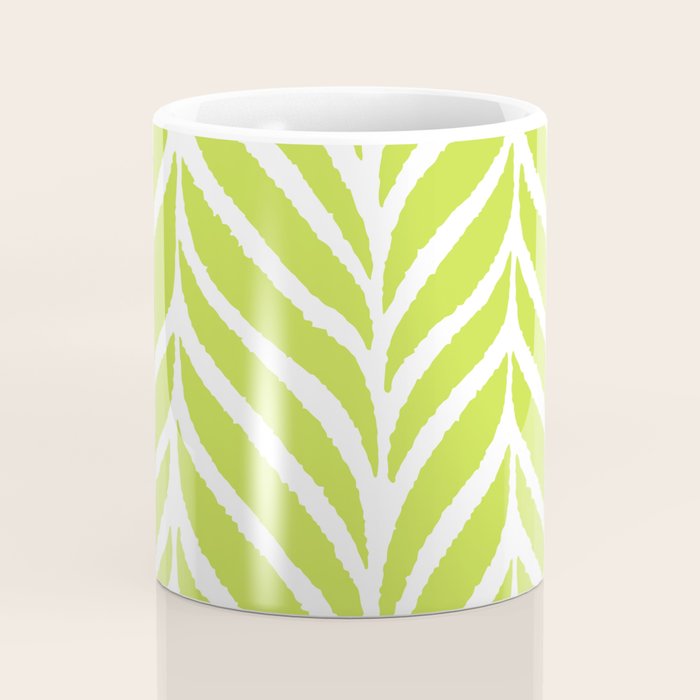 Palm Leaves Pattern Chartreuse Green Coffee Mug Gallery Image 4